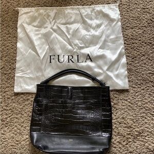 Black Leather Handbag by Furla